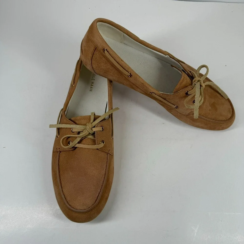 Cole Haan Women's US 9.5B Brown Leather Comfort Boat Moc Loafer Shoes W33652